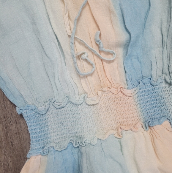 Rails Ashlyn Sunset Gradient Smocked Waist Linen Rayon Blend Dress Pastel XS - Picture 8 of 15
